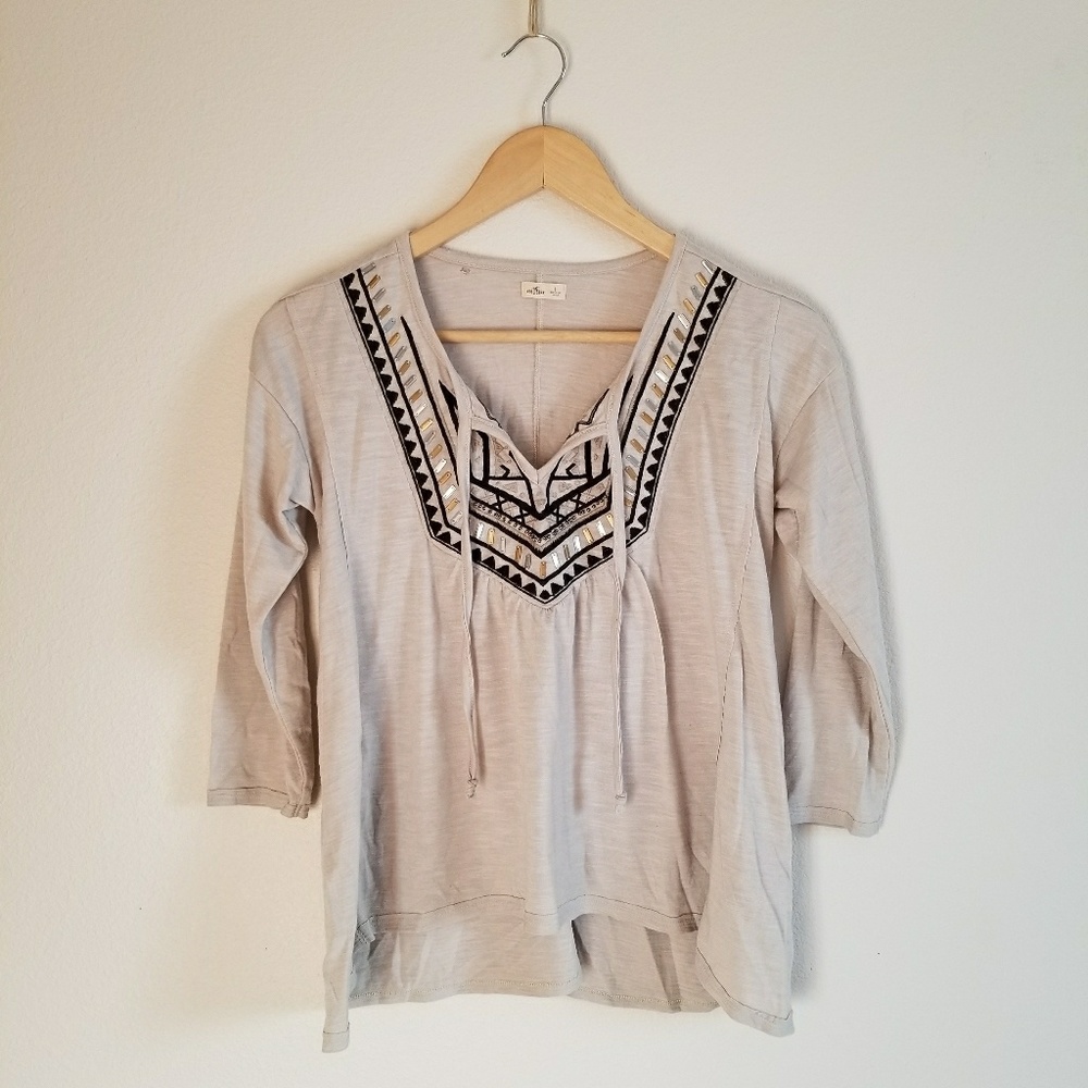 Hollister Cream Sequined Blouse